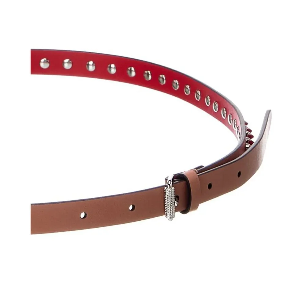 Christian Louboutin Logo Leather Belt, Tan